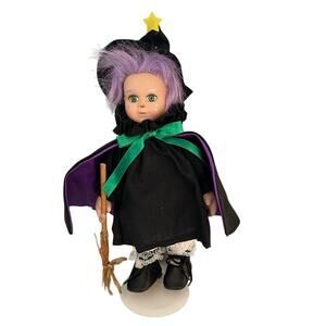 Vintage Witch 8” Porcelain Doll on Stand Halloween